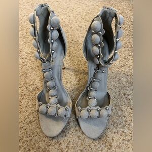 NWOT beautiful gray sandals with silver details